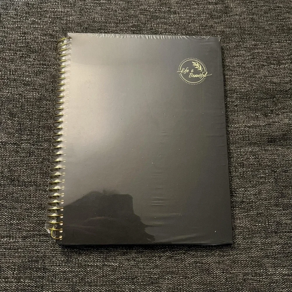 Life Is Beautiful A5 Black Spiral Notebook Smooth Hardcover Journal Office New